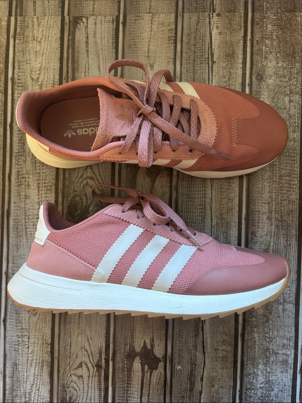 adidas Women’s Dusty Pink Lace-Up Sneakers with White Stripes